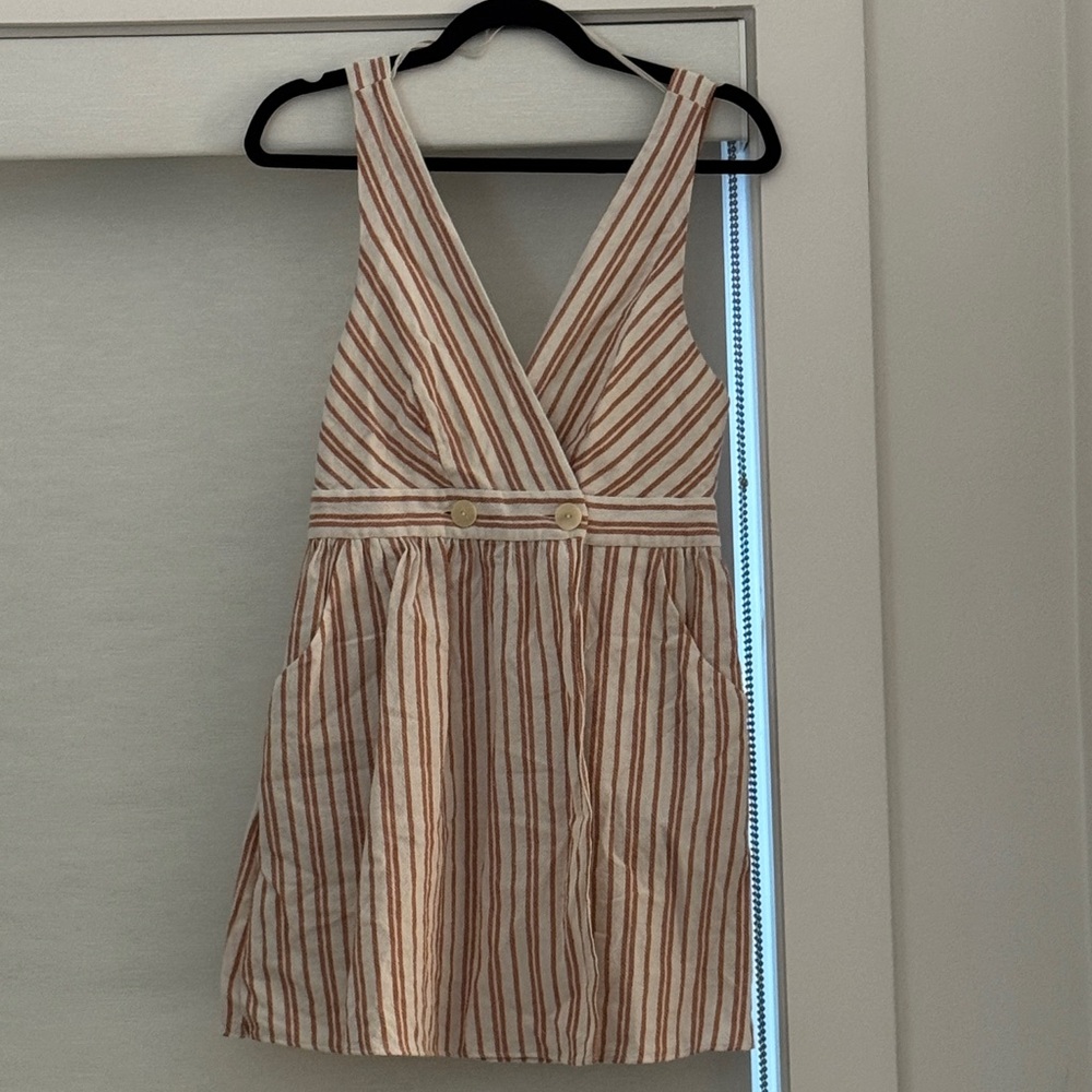 Zara Beige and Red Striped Dress